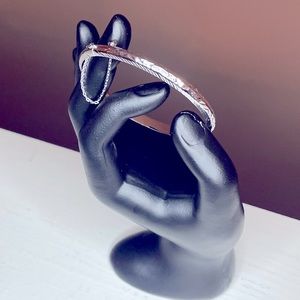 Sterling Silver Bangle with Safety Chain